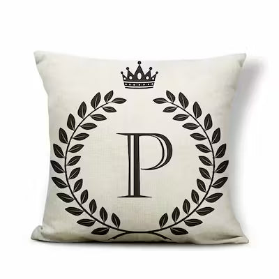 Black and White Pattern Crown 26 Letters Assembling Pillowcase