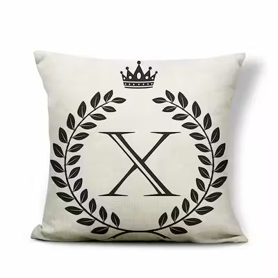 Black and White Pattern Crown 26 Letters Assembling Pillowcase