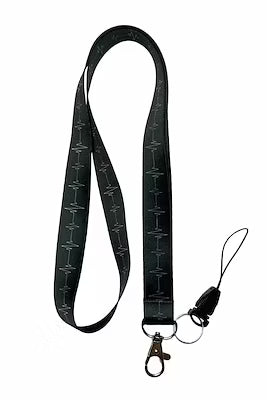 42 cm black satin lanyard phone strap for all devices