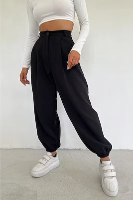 Men's black elasticated jogger pants