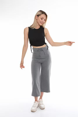Black Side-Tied Cropped Top