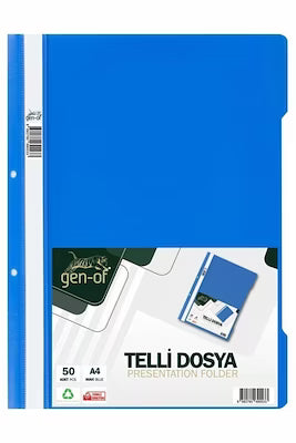 Blue plastic file folder A4 50-liter capacity (pack of 50)