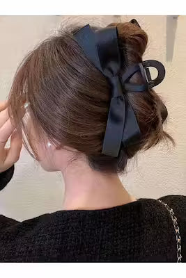 Medium black ribbon bow latch buckle for hair accessories