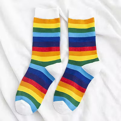 Bright Rainbow Striped Women's Socks