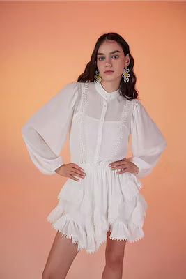 White pixie shirt with embroidered detailing