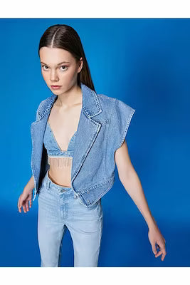 Women’s Button-Up Denim Jacket – 100% Cotton