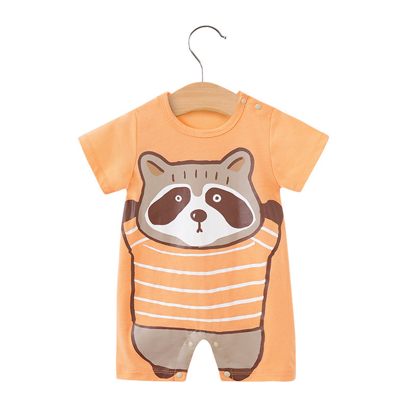 Summer Baby Short Sleeve Cotton Cartoon Jumpsuit
