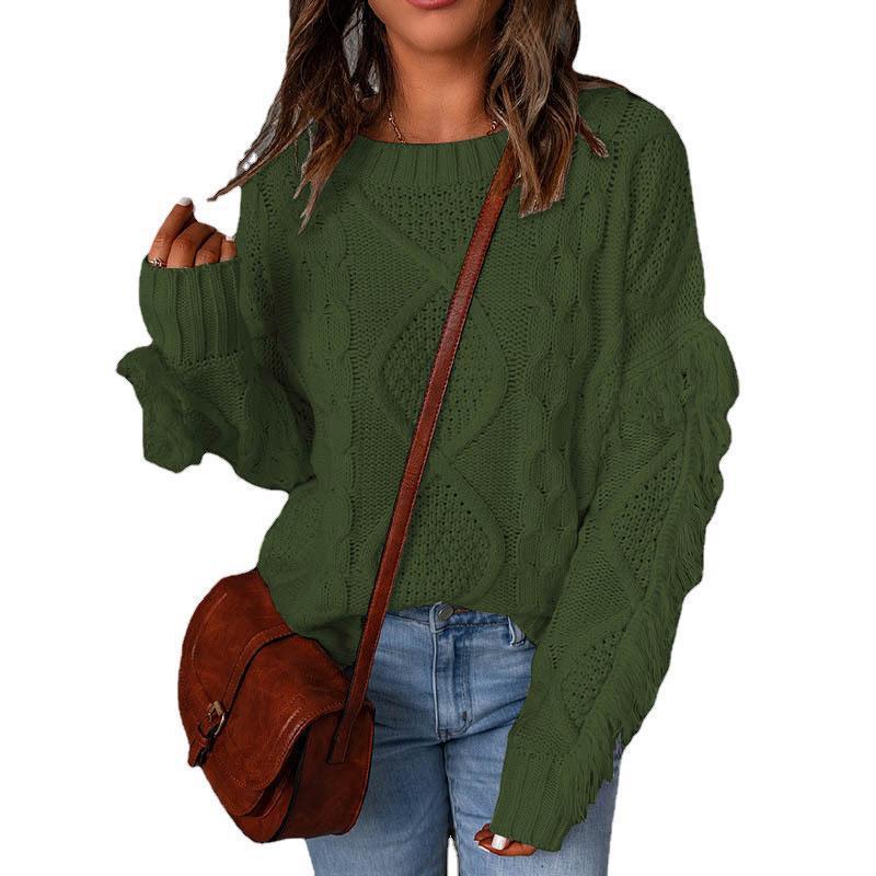 Fashion Pullover Round Neck Knitted Sweater for Women
