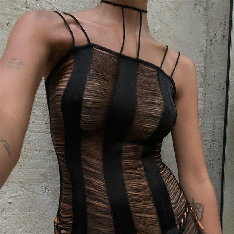Women's Strappy Hollow-Out Sheer Jumpsuit