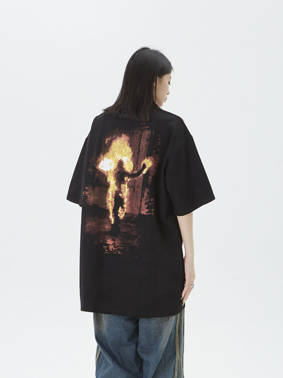 Flame Portrait Print Short Sleeve Tee