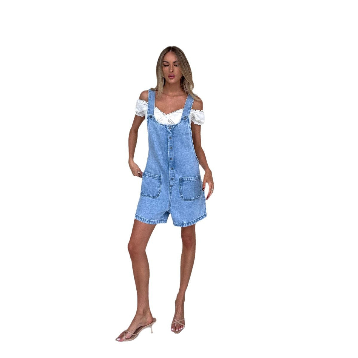 Women's Suspender Trousers Slim Straight One-piece