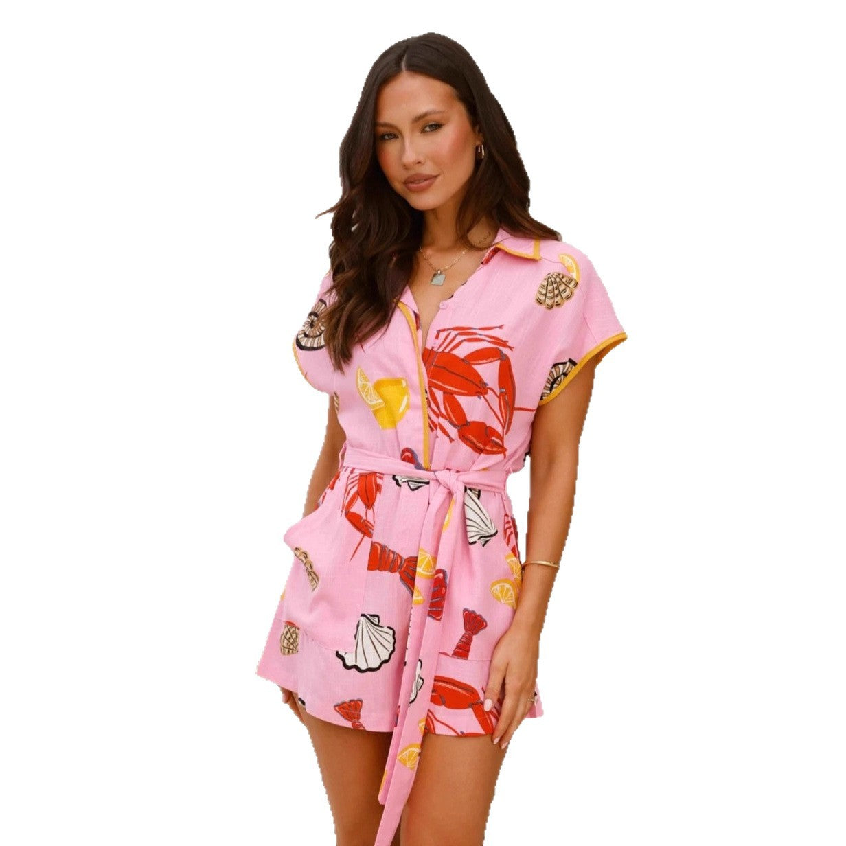 Chic Printed Resort Linen Jumpsuit