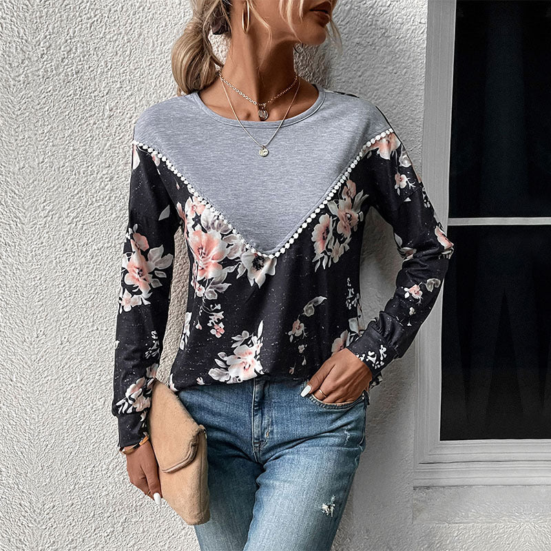 Chic Color-Block Long Sleeve Casual Autumn Sweater for Women