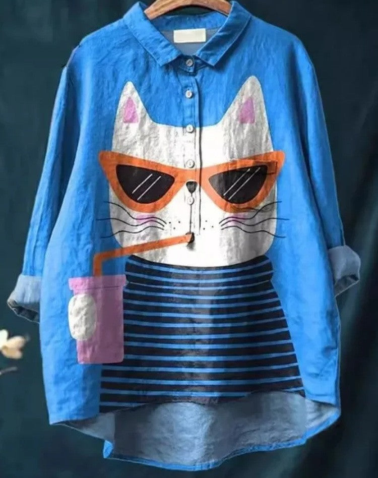 New Loose Print Crew Neck Casual Plus Size Women's T-shirt