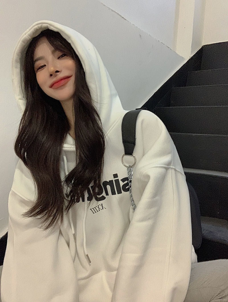 Women's Cozy Loose Fit Hooded Sweatshirt Coat