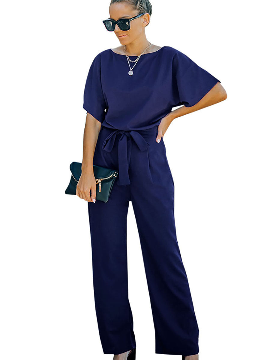Casual Drawstring Wide-Leg Jumpsuit