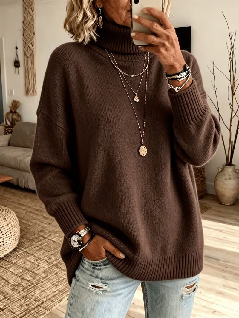 Women's Solid Color Long Sleeve Turtleneck Sweater