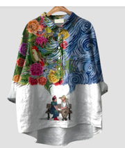 European And American Printed Hawaiian Casual Long-sleeved Shirt