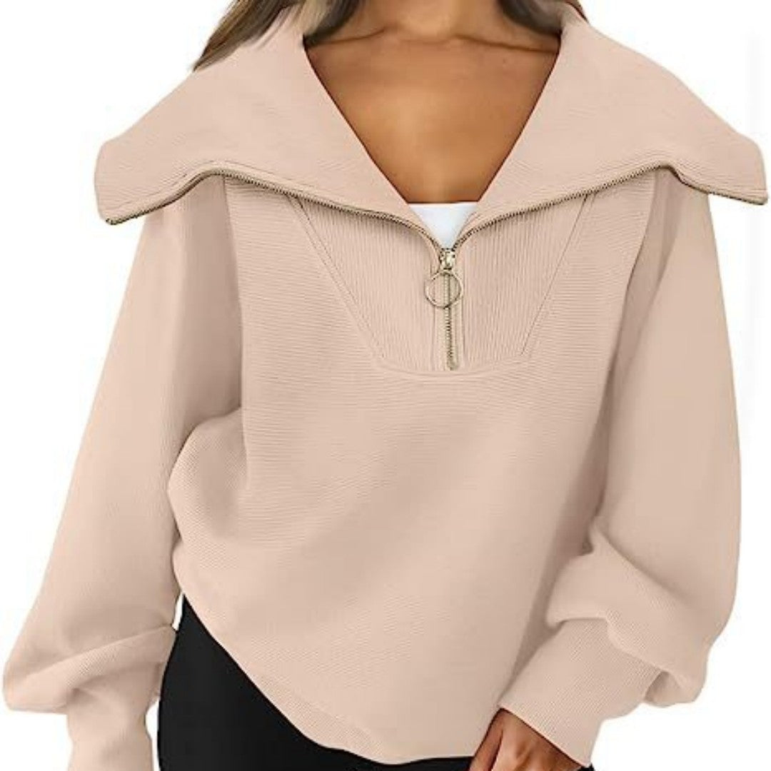 Women's Oversized Half Zipper Pullover Sweater