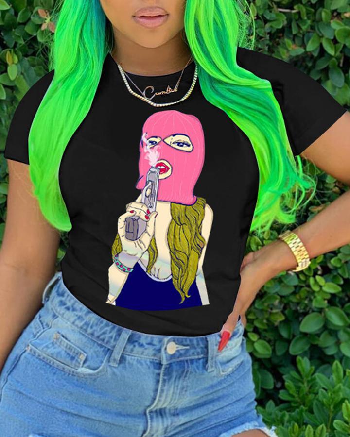Women's Sweet Printed Short Sleeve Mesh Shrug