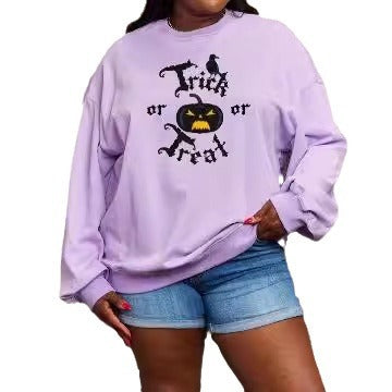 Women's Printed Long Sleeve Loose Sweatshirt