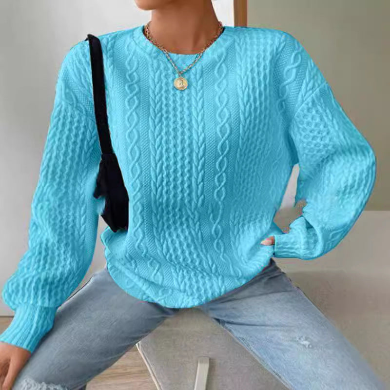Women's Cozy Jacquard Round Neck Casual Sweater