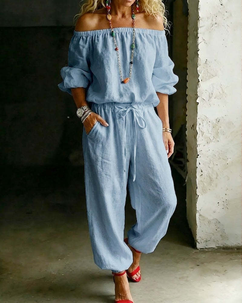 Chic One-Shoulder Top & Jogger Jumpsuit Set