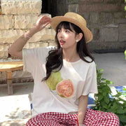 Bright Yellow Guava Print Crew Neck Short Sleeve Tee