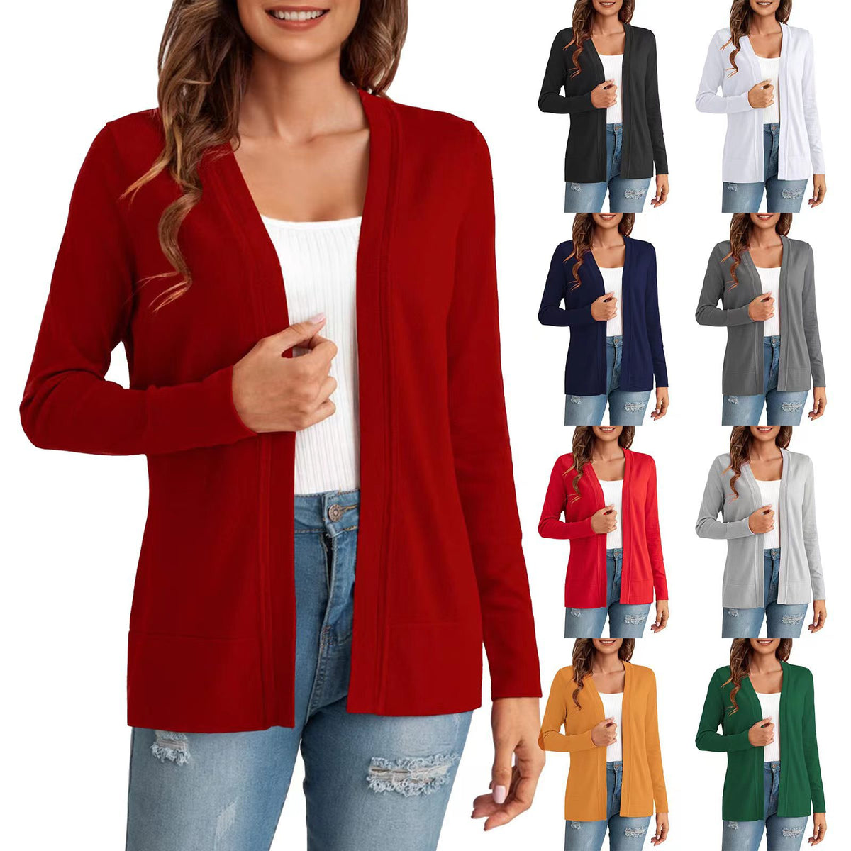 Womens Simple All-match Knitted Cardigan Coat