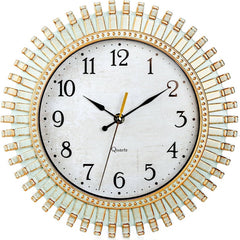12-inch vintage round wall clock with aqua green and gold design