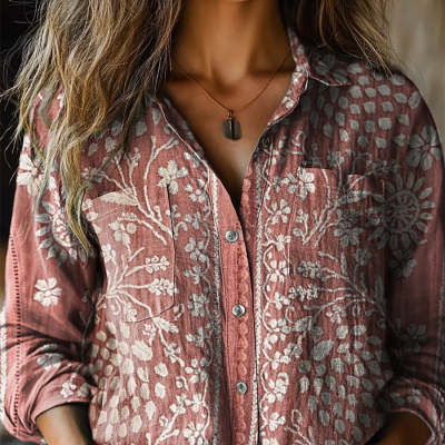 Casual Loose V-Neck Womens Shirt