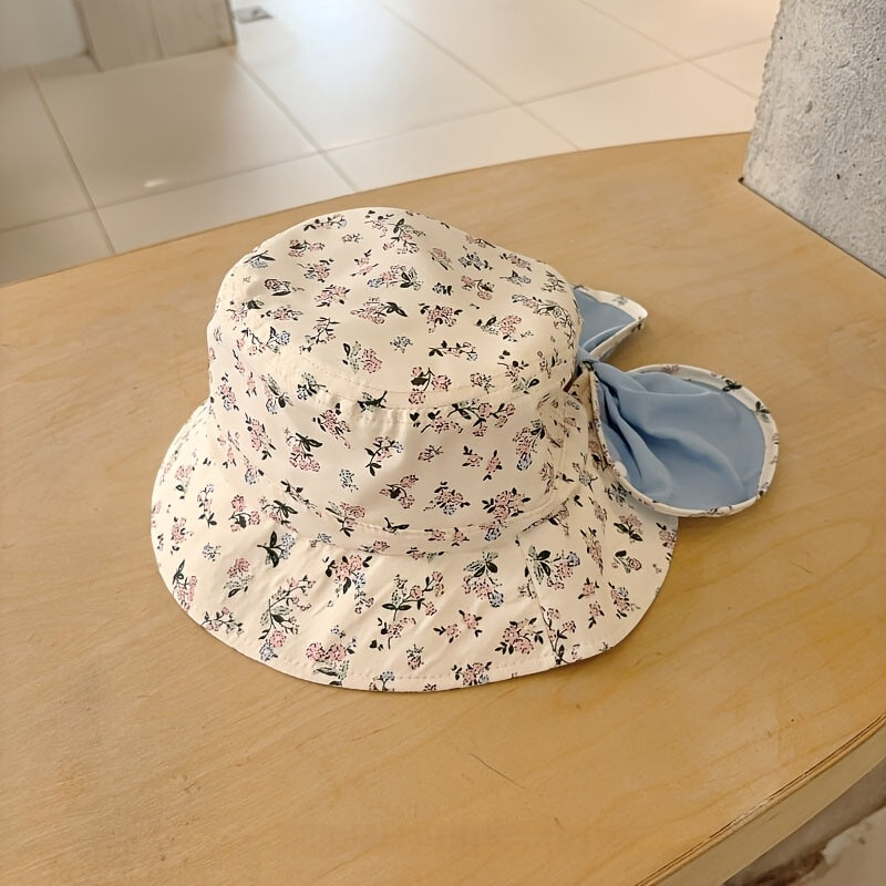 Kids' Bucket Hat with Floral Embroidery – Thin, Breathable Sun‑Protective Summer Hat