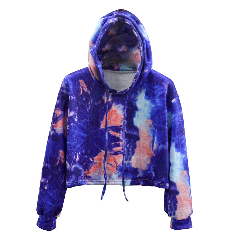 Trendy Tie-Dye Cropped Pullover Hoodie for Women