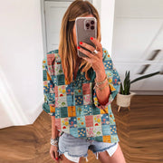 Women's European And American Printed Loose Chiffon Shirt