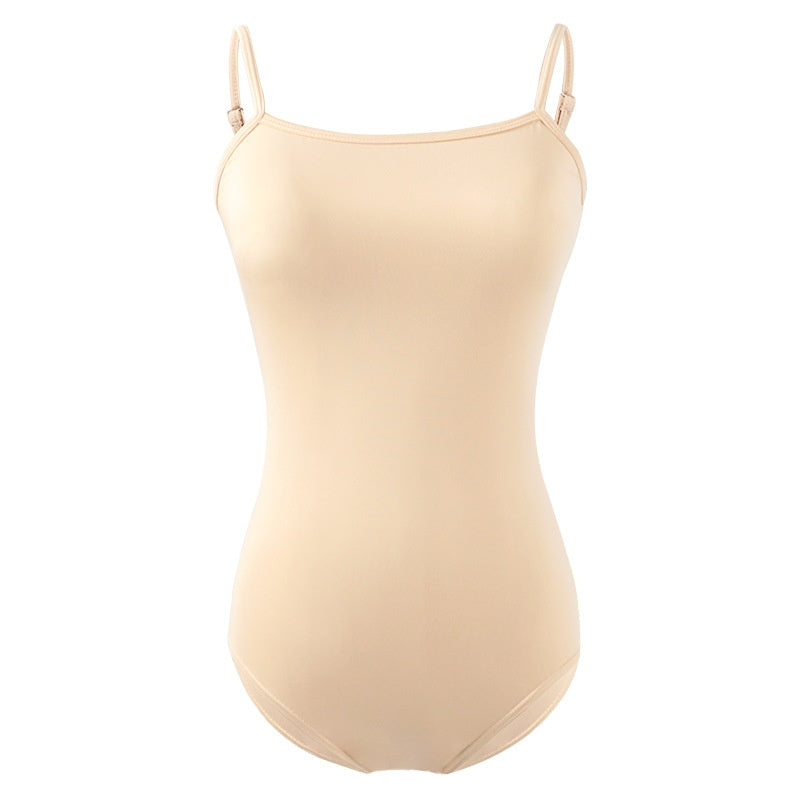 Female Ballet Dance Bottoming Shirt Flesh Color Sleeveless Jumpsuit