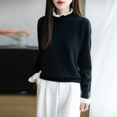 Women's Fungus Lace Collar Sweater Half-collar Wool Sweater