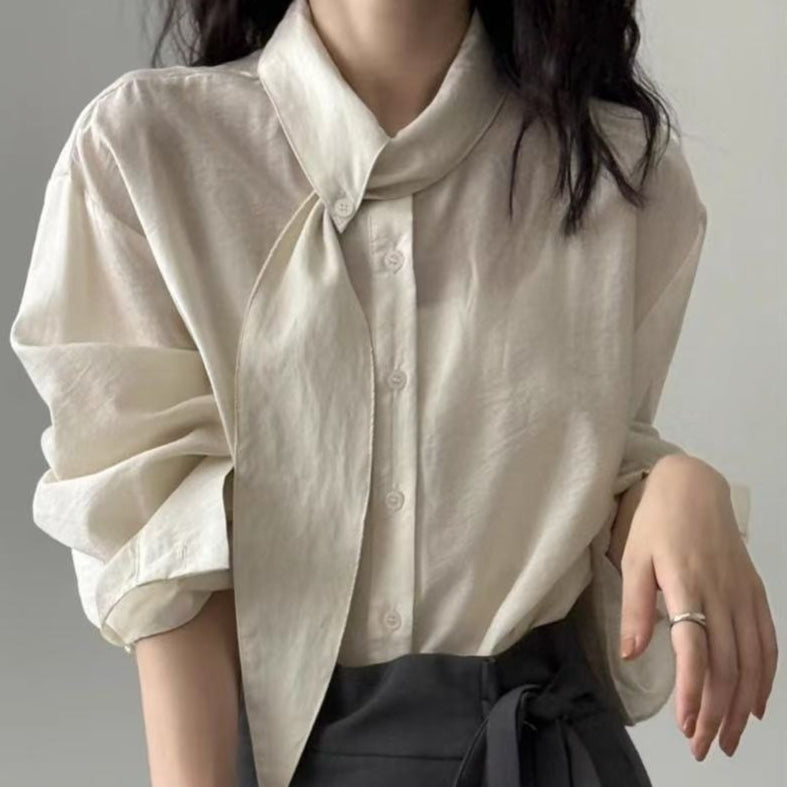 Elegant French‑Chic Loose‑Fit Long Sleeve Top – Flattering for Petite & Tall