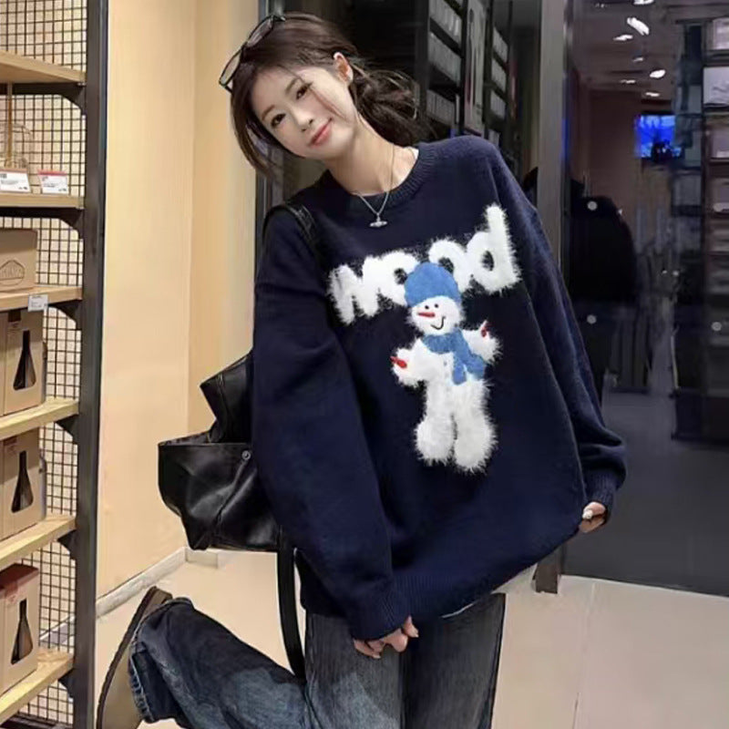 Laid-back Style Knit Base Sweater for Women