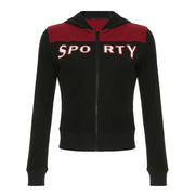 Streetwear Letter Print Slim Fit Sports Jacket