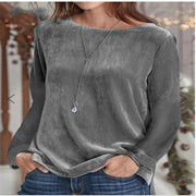 Cozy Solid Velvet Long Sleeve Pullover Sweater