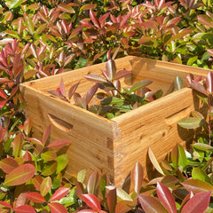 Solid wood deep brood box with wax coating for 10‑frame Langstroth hives