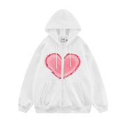 Cozy Unisex Love Foam Print Zip Hoodie
