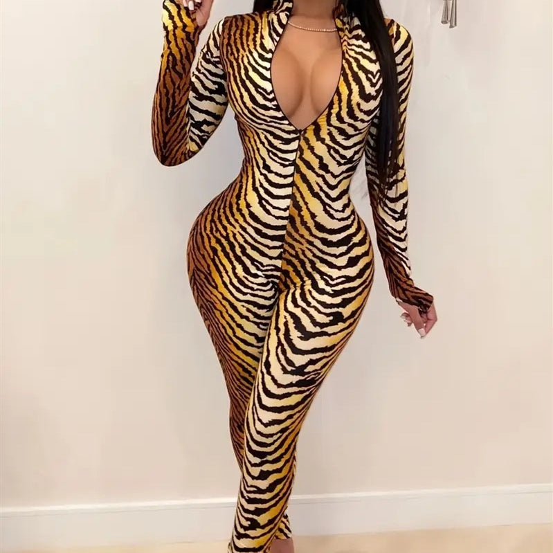 Leopard Print 3D Digital Print Halloween One-Piece Tights
