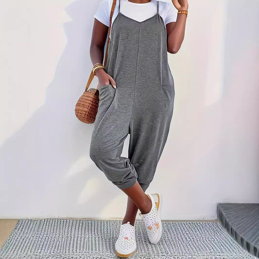 Casual Pocket Loose Jumpsuit for Women