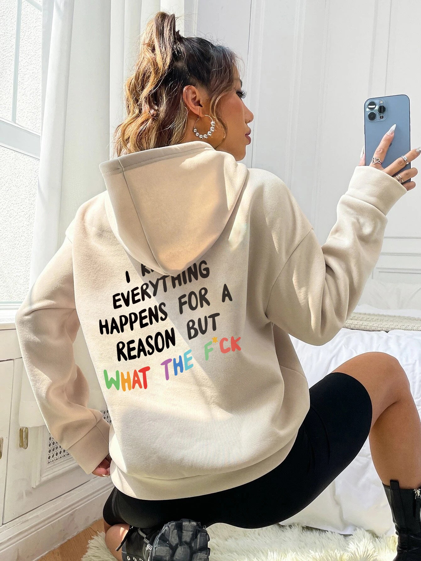 Women's Casual Letter Print Drawstring Hoodie