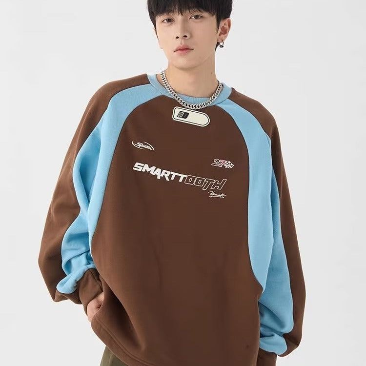 Retro American Letter Crew Neck Loose Sweater