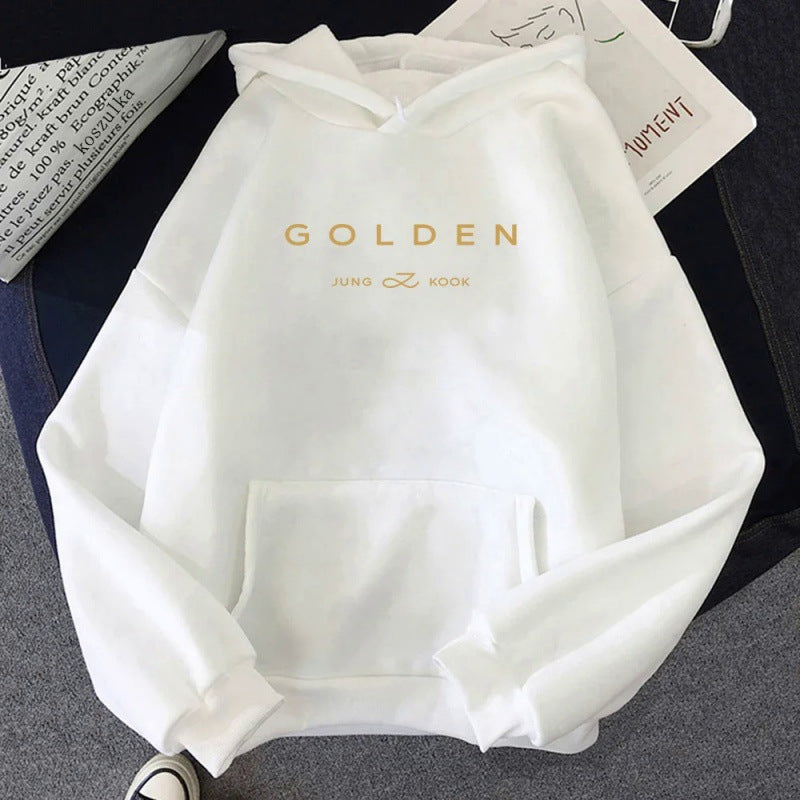 Gold Pattern Printed Leisure Pullover Sweater