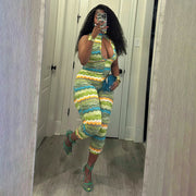 Women's Printed Backless Bodycon Jumpsuit