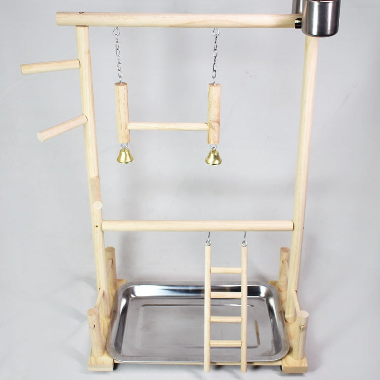 Double-Layer Wooden Swing Climbing Ladder and Stainless Steel Food Box
