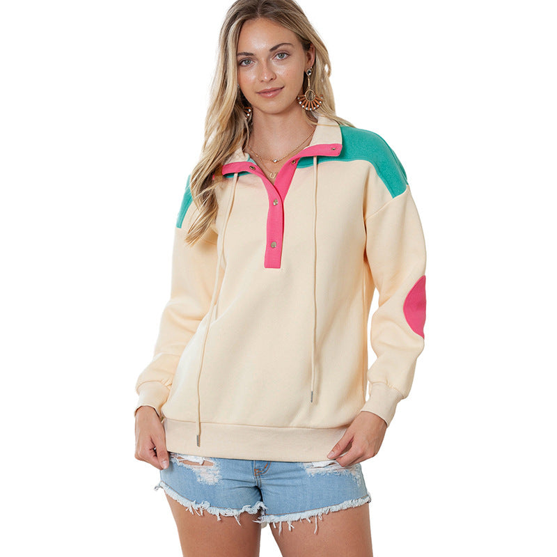 Colorblock V-Neck Loose Pullover Sweater